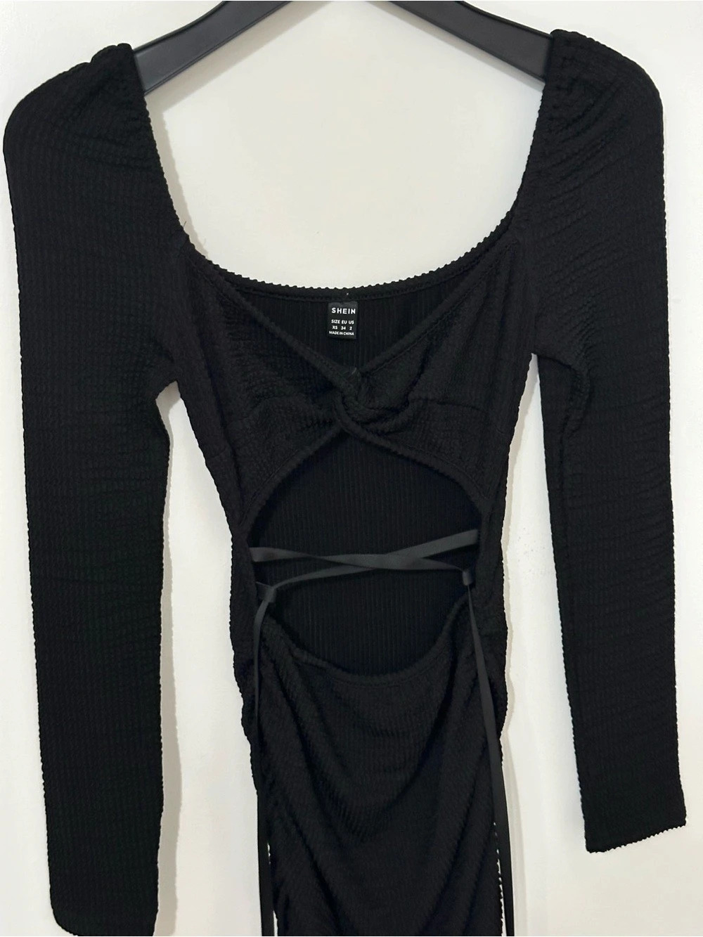 SHEIN Black Ruched Maxi Dress Medium Like New